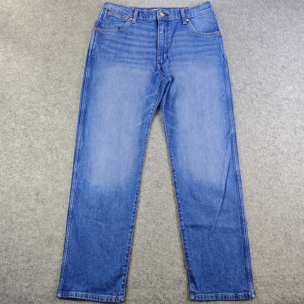 Wrangler Jeans Mens 30x29 Blue Medium Wash Denim Cotton Blend Straight Leg